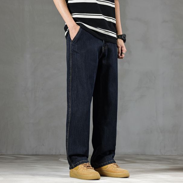 New Spring Jeans Men's Harlan Loose Trendy Brand American Retro Washed Double Craft Medium Waist Large Size Youth Embroidered Rice_mkmklike.com