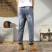 Large Size Men's Clothing Spring And Summer Thin Large Size Jeans Men's Elastic Washed Ripped Jeans Retro Versatile Men's Pants_mkmklike.com