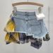 American Retro Plaid Patchwork Design Spring And Summer New High Waist A Line Denim Irregular Skirt Women's Trend _mkmklike.com