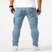 2025 Fashion European-USA Style Cargo Cowboy Overall Men's Cotton Mid Waist Multiple Pockets Skinny Small Footed Workwear Jeans_mkmklike.com