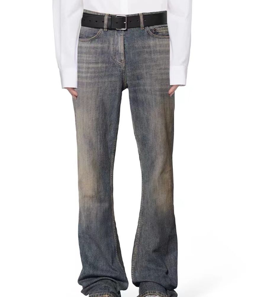 Men's Clothing Self Owned Bootcut Vintage Blue Bamboo Cotton Faded Washed Old Flared Jeans DirtyFit_mkmklike.com