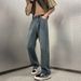 Men's Solid Color Straight Leg Jeans Casual Trendy Brand Summer Cool And Stylish Wide Leg Pants_mkmklike.com