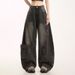 Trendy American Silhouette Scimitar Jeans Men's High Street Design Pants Washed Straight Wide-leg Trousers_mkmklike.com