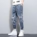 Gradual Change Letter Printing Men's Jeans Spring And Autumn New Tied Feet Nine-point Pants Youth Handsome Casual Trousers_mkmklike.com