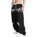 Men's Sweatpants Cross Letter Pattern Gothic Street, Drawstring Straight Casual Sweatpants_mkmklike.com