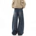 Men's Vintage Washed Denim Jeans - Classic Straight Leg With Cat Whisker & Fading Details, Clean Fit High Street Style For Everyday Wear_mkmklike.com