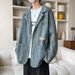 Vintage Washed Ripped Loose Suit Collar Denim Jacket_mkmklike.com