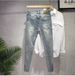 Men's Clothing Fashion Pants Ripped Trousers Jeans Elastic Slim Fit Nine Point Pants_mkmklike.com