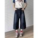 Men's Clothing Summer Niche Back Embroidery Stitching Scimitar Pants Jeans Men And Women Retro Wide Leg Cropped Pants Shorts Trend_mkmklike.com