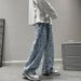 Men's Clothing Straight Jeans Men's Autumn Trend Hip Hop All Match Wide Leg Pants Ins Loose Large Size Design Pants_mkmklike.com