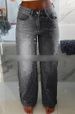 Distressed High-Rise Jeans With Rhinestone Details - Relaxed Fit Straight Leg Denim Pants For Women_mkmklike.com