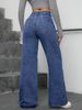 Pearl-Embellished High Waist Straight Leg Jeans – Vintage Wash Denim Pants For Women_mkmklike.com