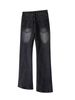 Cleanfit517 Vintage Wash Blue & Black Straight Leg Distressed Flared Jeans For Men & Women – Comfortable Cotton Denim With Frayed Hem_mkmklike.com