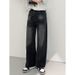 Men's Retro Washed Black Wide Leg Jeans Loose Straight Casual Trousers Height Enhancing American Trendy Brand Spring Autumn Style_mkmklike.com