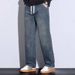 Vintage Washed Straight-Leg Jeans for Men High Street Style Relaxed Fit Mid-Rise Cotton Blend Retro Blue Charcoal Options (28-38)_mkmklike.com