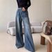 High Waist Blue Washed Jeans For Women – Relaxed Straight Leg Denim Pants (90s Vintage, Oversized Fit, Cotton-Blend, S-XL, Long Length)_mkmklike.com