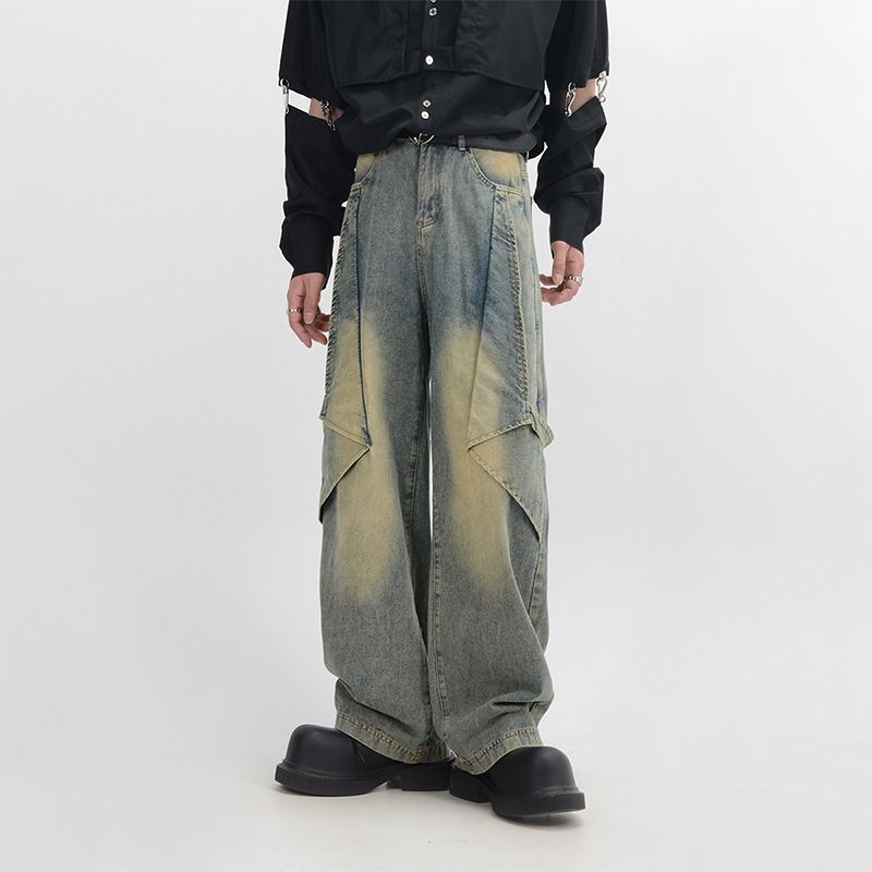 Nordmann Design Sense Niche Wide-Leg Jeans For Men American Retro Loose Straight Casual Autumn Winter Cool Workwear Pants_mkmklike.com