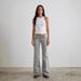 Women's Clothing Women's Stretch Slim Fit Bootcut Jeans - Mid-Rise Solid Color Denim Pants With Vintage Flare (Light Grey & Dark Grey)_mkmklike.com