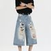 Vintage High Street Distressed Denim Capri Pants - Unisex Relaxed Fit Drop Crotch 7/10 Length Jeans For Summer_mkmklike.com