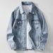 Men's Vintage Denim Jacket, Casual Loose Fit Distressed Coat With Turn-Down Collar, Stylish Retro Outerwear For Spring & Fall _mkmklike.com