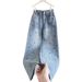 High-Street Vintage Blue Jeans With Rose Embroidery & Rhinestones – High-Waisted Washed Denim | Slim Straight Leg Pants For Women_mkmklike.com