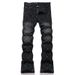 Punk Rock Stretch Jeans – Black Studded & Embroidered Flare Fit (29-38, Gothic Revival, Skinny Tapered Leg, Distressed Cotton, Unisex Streetwear)_mkmklike.com