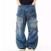 Men's Clothing Trousers Sports Button Denim Retro Lazy Distressed Straight Work Jeans Teenagers Multi Pocket_mkmklike.com
