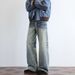 Men's Vintage Washed Denim Pants - Oversized Straight-Leg High Street Trousers (Black/Distressed, S-2XL)_mkmklike.com