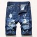 Men's Distressed Denim Shorts Casual Summer Straight Fit with Random Patches Teens And Young Adults_mkmklike.com