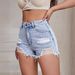Women's Clothing Fashion Ripped Short Raw Edge Denim Shorts_mkmklike.com