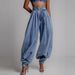 Women's High-Waisted Zip-Ankle Jeans – Retro Loose Fit Denim Pants With Adjustable Cuffs, Streetwear Staple (Blue)_mkmklike.com