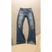 Velvet Patchwork Burnout Flared Jeans Distressed Bleached Denim Pants Metal Accents Unisex Vintage Wash Zip Fly 68% Cotton No Stretch_mkmklike.com