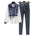 Women's Clothing Fashion All Match Temperament Foreign Style Tops Slim Casual Jeans_mkmklike.com