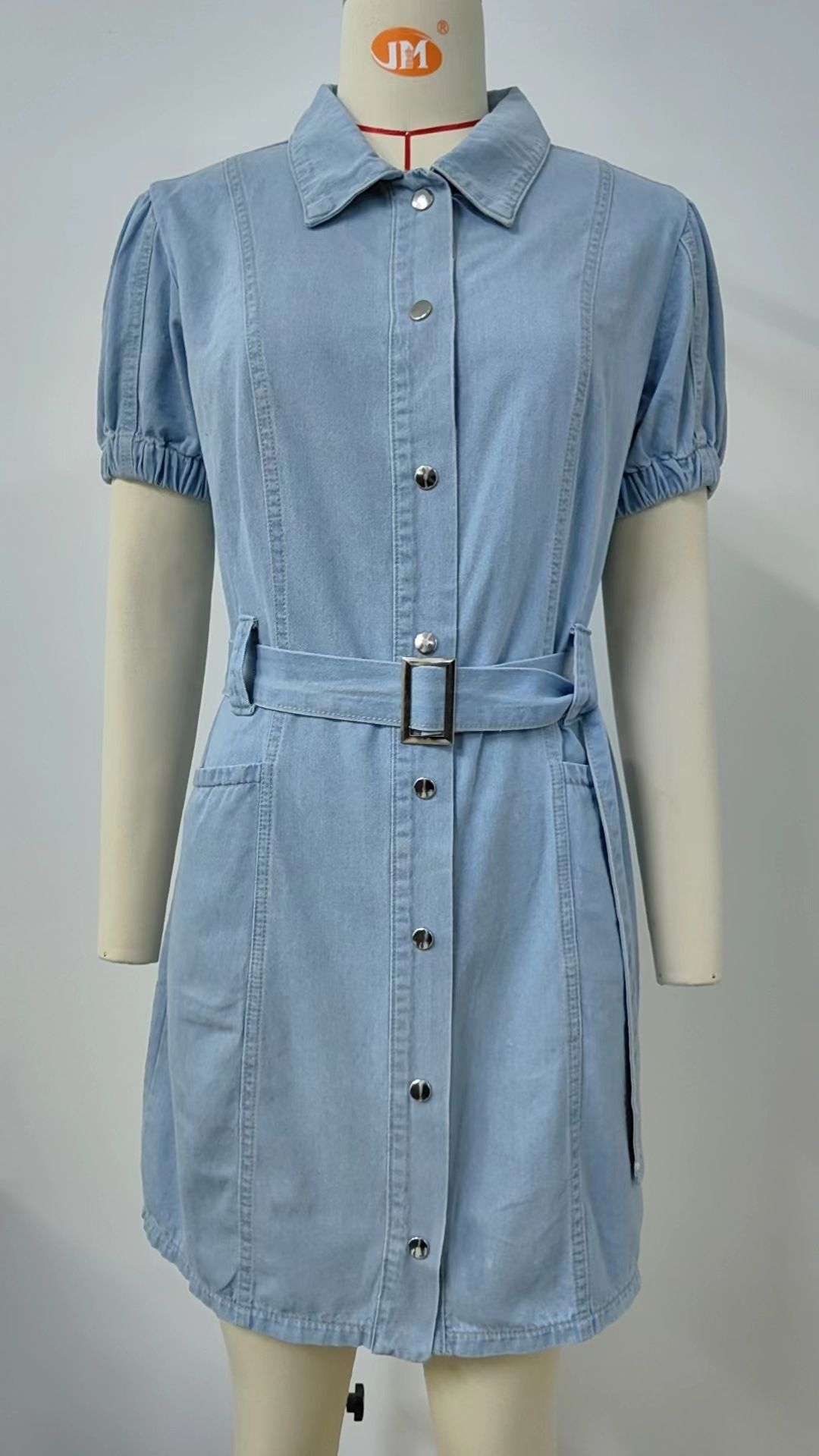 K New Belt Style Denim Dress, Mid Length Skirt For Women_mkmklike.com