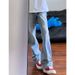 Light Blue Curved Knife Jeans For Men In Summer, Thin American Style Vibe Pants, High Street Ruff Handsome, Slim And_mkmklike.com