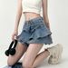 K Cowboy Midi Skirt, Women's Cake Skirt, A-line Mini Skirt, High Waist Design, Niche Hip Hugging Spicy Girl Short Skirt_mkmklike.com