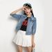 Chicco Women's Slim Fit Korean Style Trendy Versatile Solid Color Long Sleeve Short Jacket Spring Autumn Denim Top Distressed_mkmklike.com
