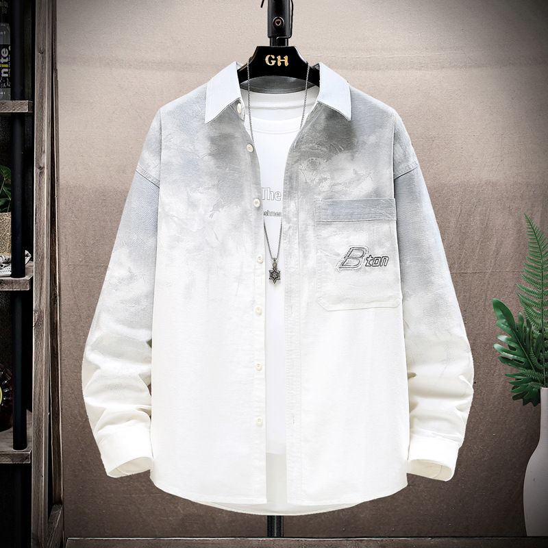 Men's Clothing Denim Jacket Men's Green Personality Large Letter Printing Teenagers Middle School Students Jacket_mkmklike.com