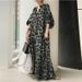 Women's clothing Temperament leopard print dress for women new style printed stand collar puff sleeves fashionable loose casual bohemian long shirt_mkmklike.com