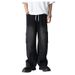 Men's Clothing new high street wide leg casual long trousers washed retro big pocket workwear jeans men autumn_mkmklike.com