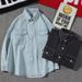 Light Ripe Style Spring And Autumn Clothes Top Korean Loose Long-sleeved Shirt Men's Trend Washed Denim Shirt_mkmklike.com