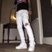 Men's Clothing Fashionable Casual White Jeans Plus Size Loose Fit For Men For Formal & Casual Whiskers Jeans Washed Slightly_mkmklike.com