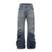 Street Style Layered Floor-Length Denim Men's Hippie Trend Niche Loose Casual Gradient Washed Floor Pants_mkmklike.com