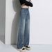 Women's High-Waisted Pear Shaped Wide Leg Jeans Retro Straight Fit Floor-Length Slimming Denim For Spring And Autumn_mkmklike.com