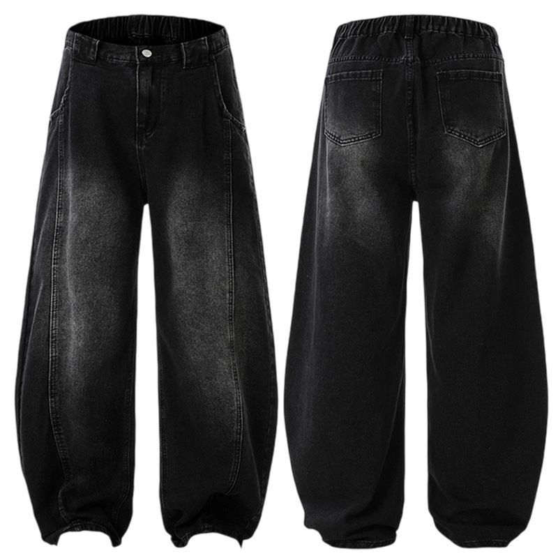 Men's Clothing & Archer0603 & Autumn/Winter Street Style Japanese Retro Distressed Trendy Wide Leg Patchwork Versatile Straight Leg Jeans For Men_mkmklike.com