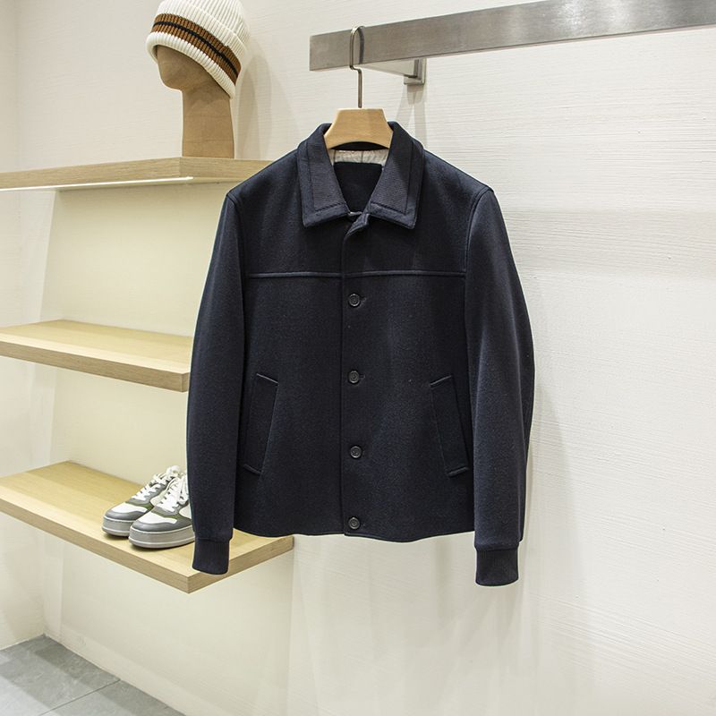 LP Edition Warm And Stylish Autumn Winter Men's Business Casual Turn-Down Collar Short Thick Wool Woolen Jacket Coat_mkmklike.com