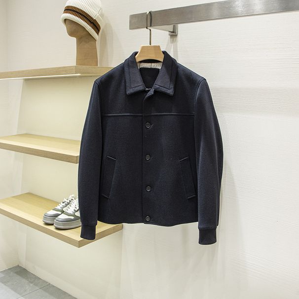 LP Edition Warm And Stylish Autumn Winter Men's Business Casual Turn-Down Collar Short Thick Wool Woolen Jacket Coat_mkmklike.com