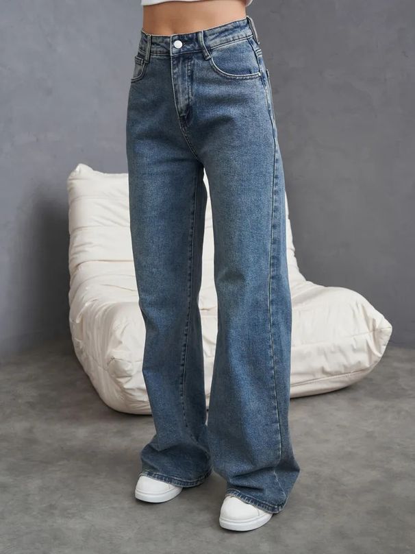 "Classic Straight-Leg Women's Jeans – Russian-Style Denim Pants For Everyday Comfort (Dark Blue, Size 25-32)"_mkmklike.com