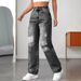 Women's Clothing Pocket Ripped Casual Denim Wide Leg Pants_mkmklike.com