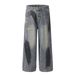 Unisex High Street Vibe Ripped Jeans Retro Washed Loose Straight Leg Wide Leg Pants_mkmklike.com